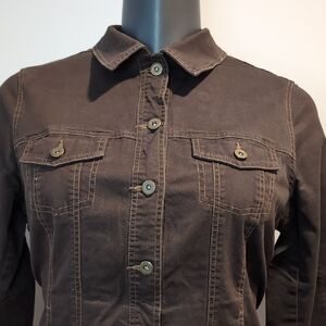 Addition Elle Dark Brown Button-Front Jacket